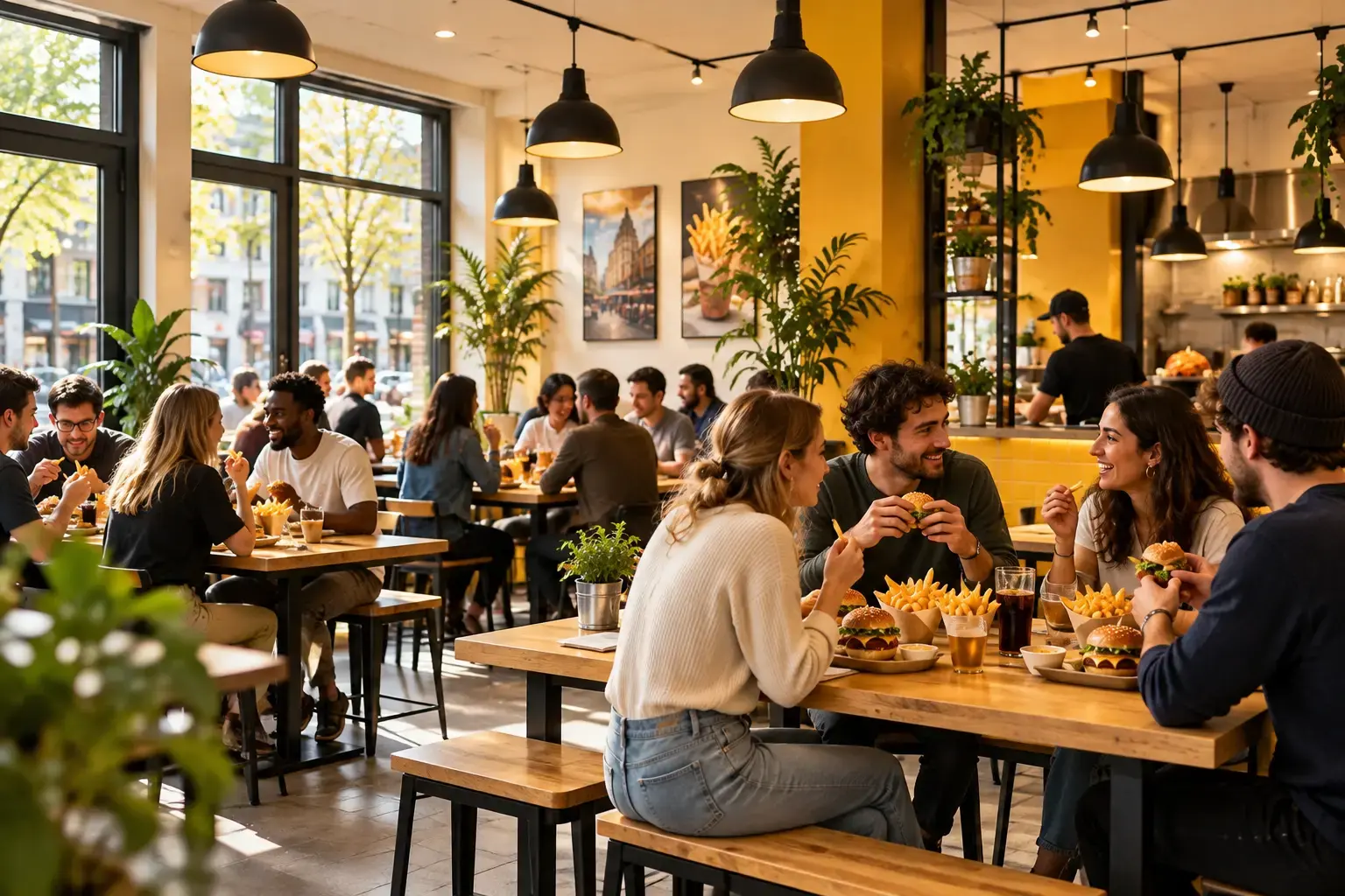 Frit Social: Communal dining room