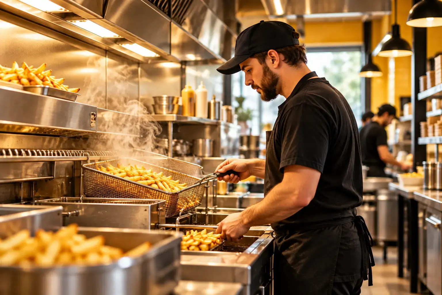 Frit Social: Cook at the fryer