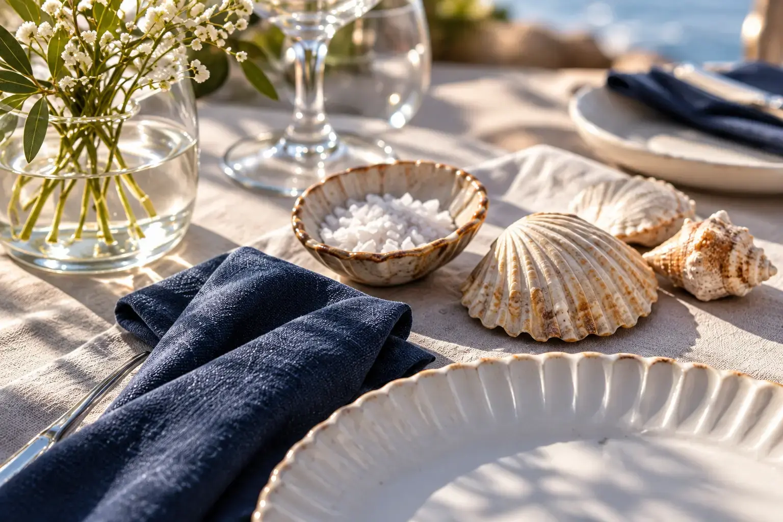 Noordzee: Navy linen and shells