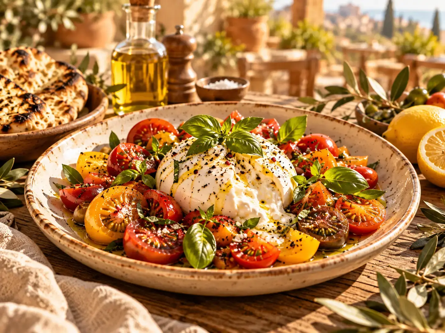Olive & Ember: Burrata and tomatoes