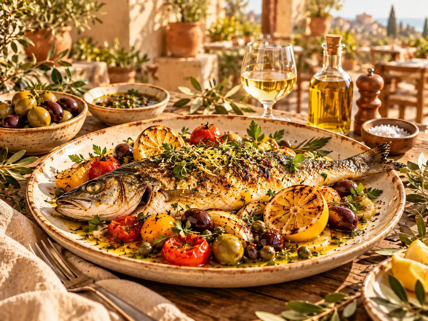 Olive & Ember: Sea bass and lemon