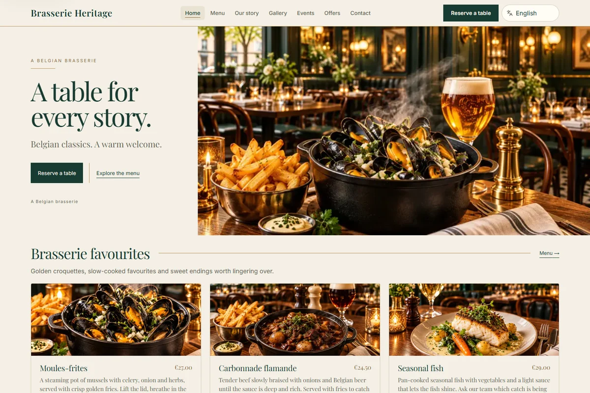 Brasserie Heritage · Desktop