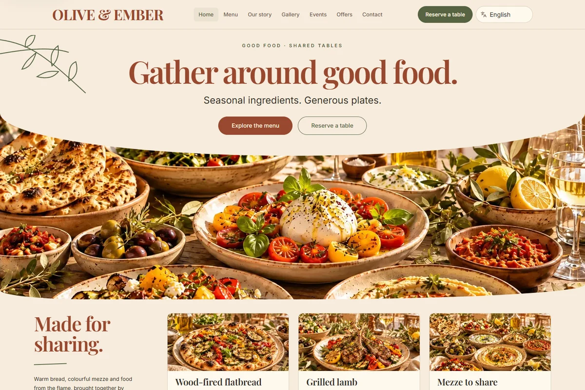 Olive & Ember · Desktop